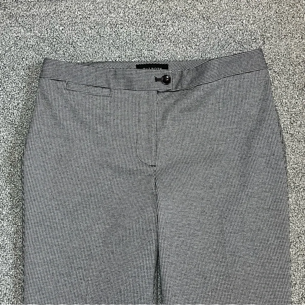 Talbots Houndstooth Plaid Pleated Wide Leg Pants Womens Size 6 Gray Stretch